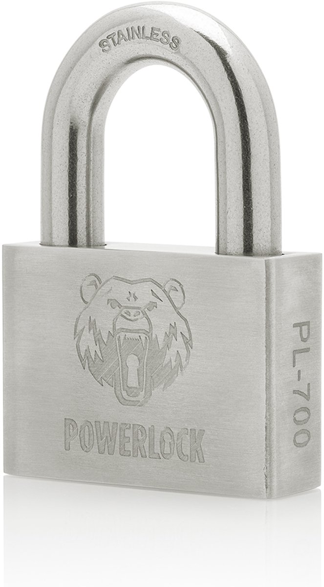 PowerLock PL-700 RVS Hangslot – 70mm breed - Uitneembare Beugel – Weerbestendig Buitenslot – 14 mm Beugel – Inclusief 2 Sleutels