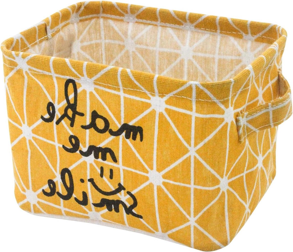 Opbergmand Katoen - Mini Organizer - Kamer Opruimen - Opvouwbaar Ontwerp - 20 cm Breed - Geel