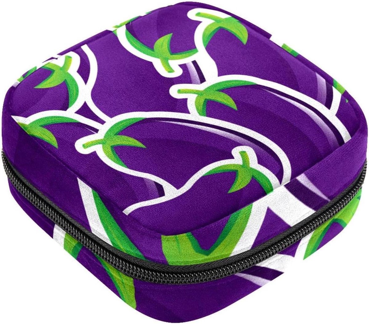 Menstruatiezakken voor school, maandverband, zakje met rits, menstruatiecup zakje, tamponzakken voor vrouwen, groente, aubergine, paars patroon