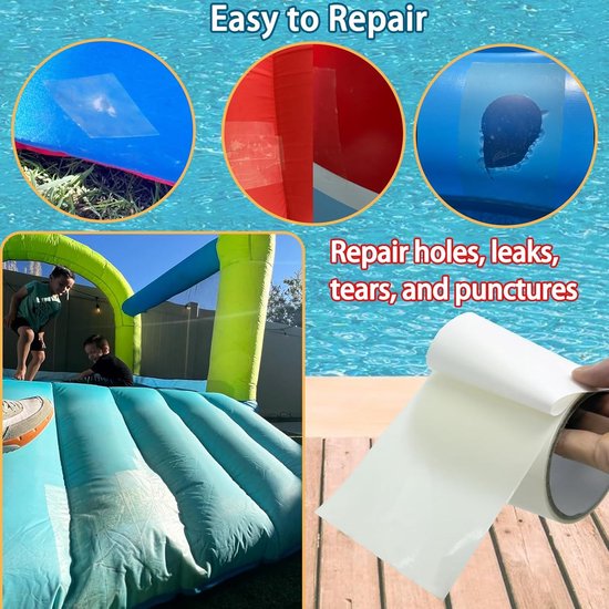 Reparatietape - Waterdichte Tape - Opblaasbaar Herstel - Sterk Zelfklevend - 10cm x 213m - Transparant — afbeelding 2