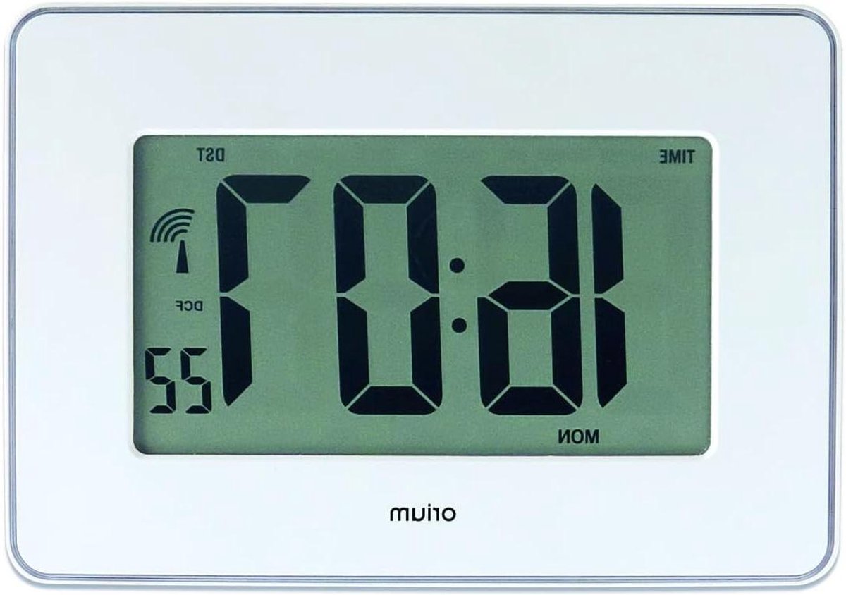 Digitale Klok - Radiogestuurde Klok - Tijd Weergeven - Touch Verlichting - 28 cm - Glanzend Wit