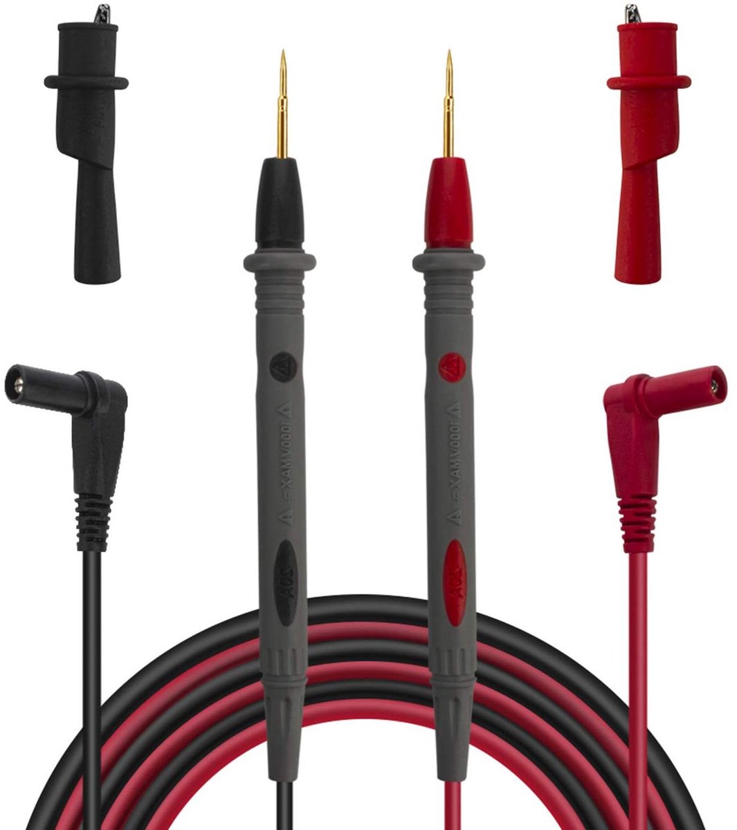 Multimeter Meetsnoeren - Testkabels - Elektrisch Testen - Superscherpe Tips - 105 cm - Zwart Rood