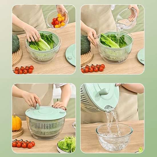 Slacentrifuge Set - Keukenmachine Groente - Maaltijd Voorbereiding - Multifunctioneel Keukenhulpmiddel - 23.5 cm - Lichtgroen — afbeelding 5