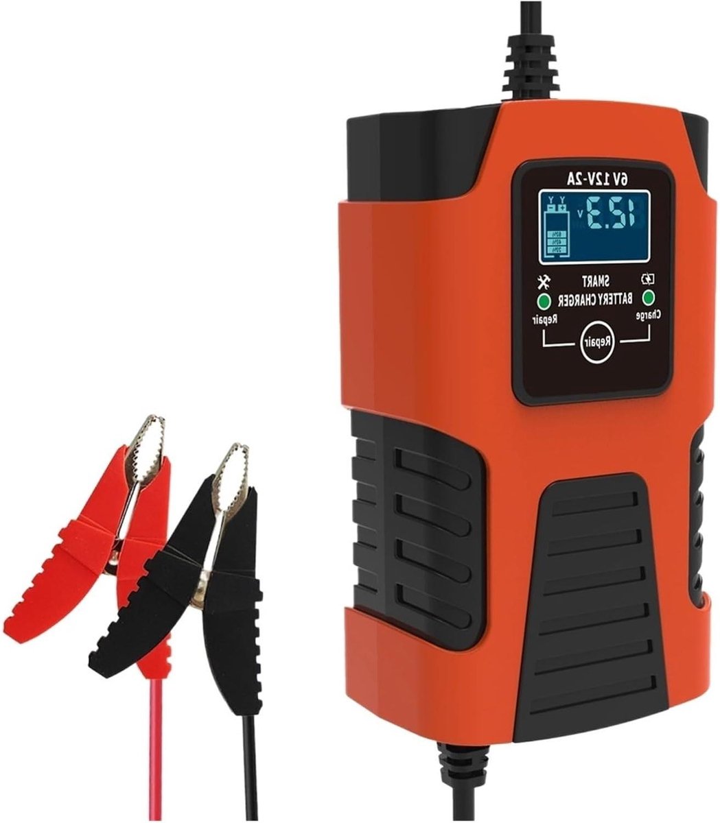 Acculader - Batterij Oplader - Voertuigen Onderhoud - Intelligente Puls Reparatie - 6V/12V 2A - Geel