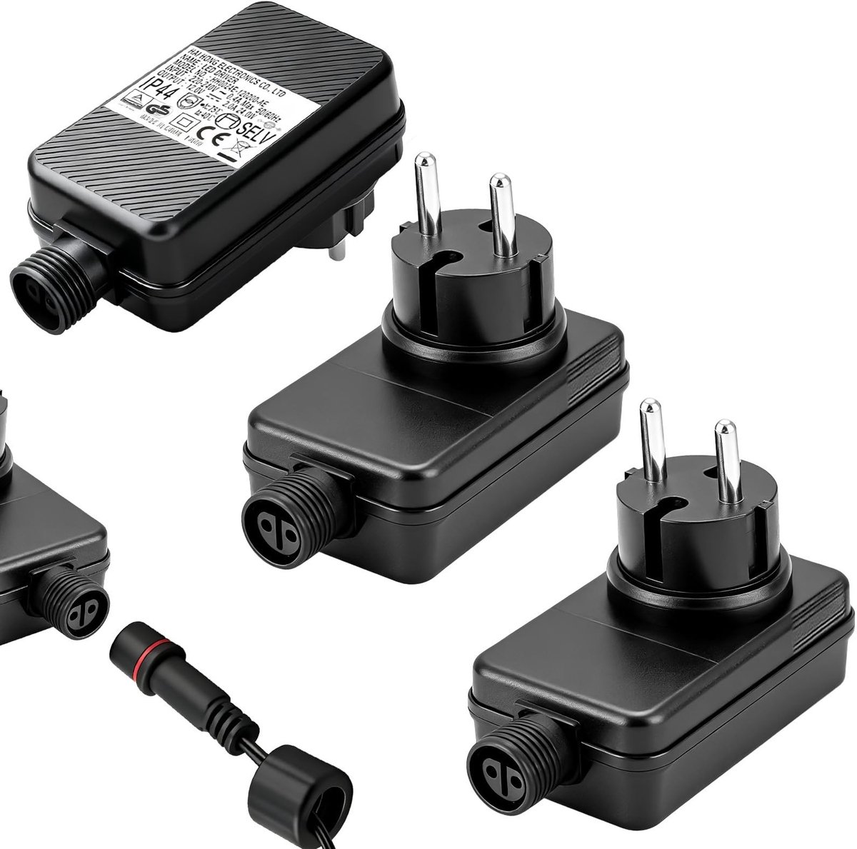 Innovra - Dailygoods - Waterdichte LED Power Adapter 12V 2A Set van 3