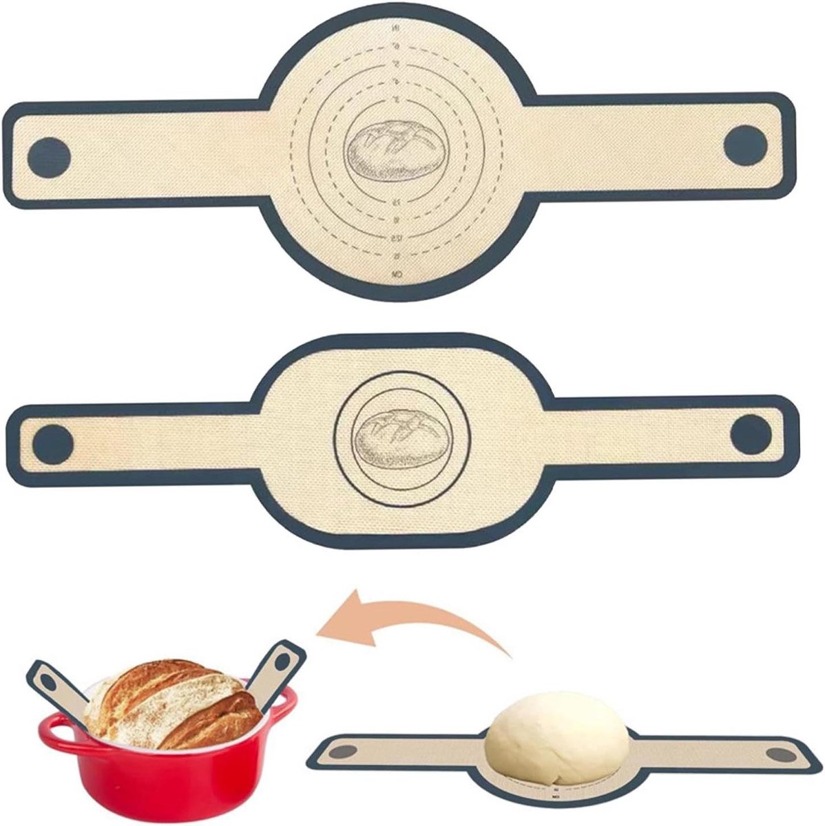 Bakplaten Set - Siliconen Matten - Bakken en Braden - Lange Handgreep - 2 Stuks - Grijs