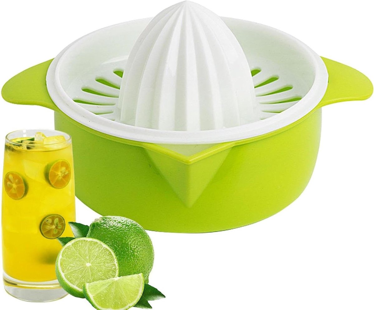 Handpers Citruspers - Keuken Gadget - Sap Extraheren - Met Kom Zeef - 15.5x8.5 cm - Groen