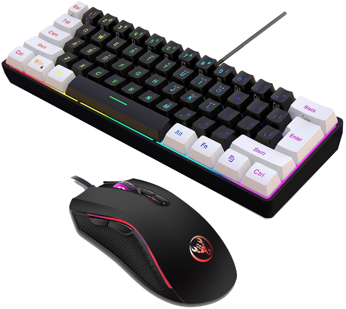 Innovra - Dailygoods - RGB Gamingtoetsenbord en Muisset met 61 Toetsen