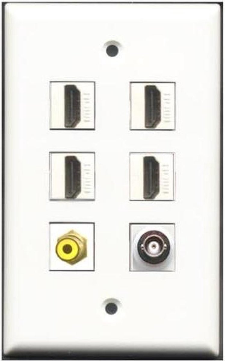 Wandplaat Aansluitingen - Video Audio - Verbinding Maken - Tooless Installatie - 4 Poorten - Wit