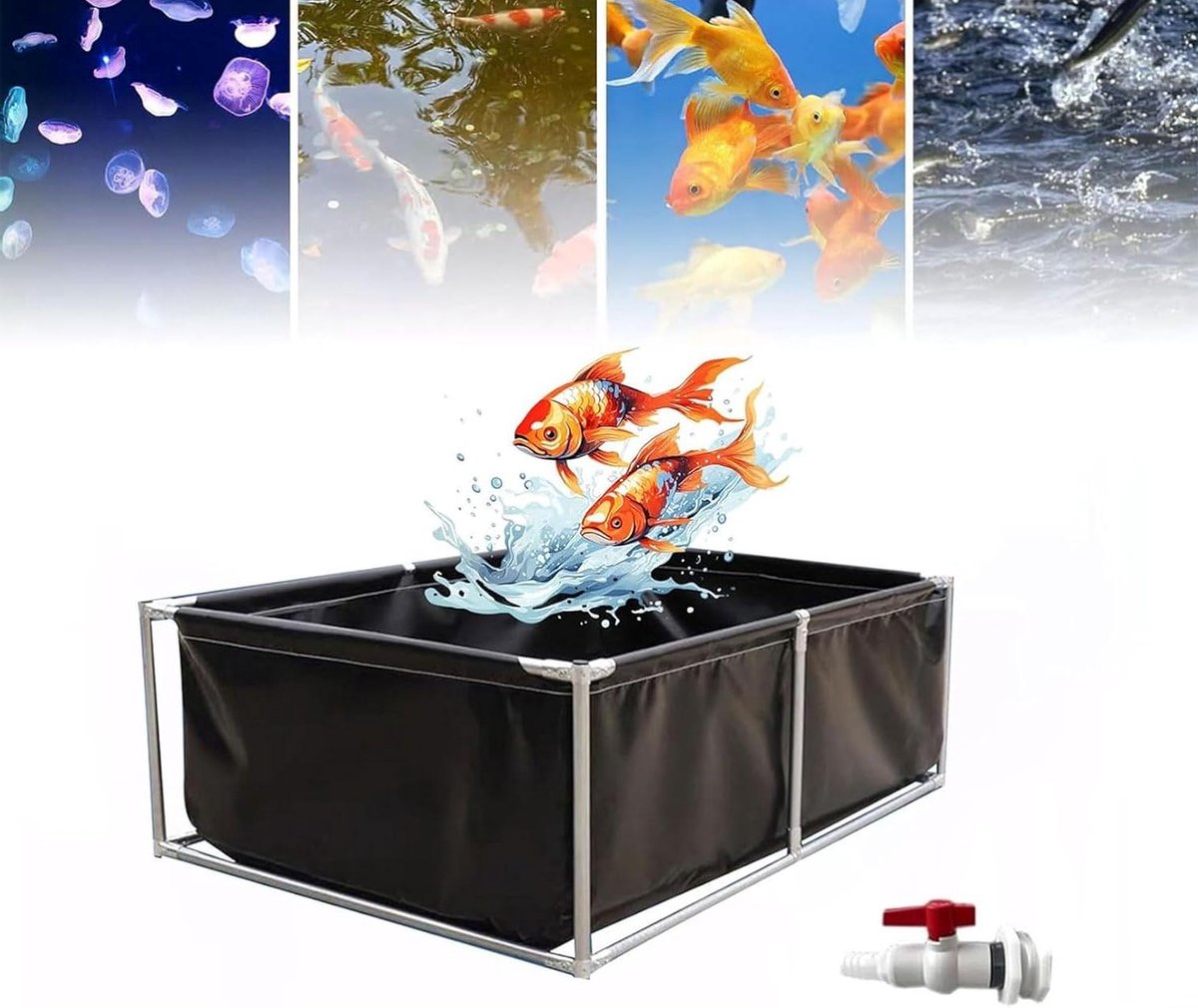 Opvouwbare Visvijver - Bovengrondse Vijver - Aquacultuur Tuin - Eenvoudige Installatie - 3x1.5x0.6m - Blauw