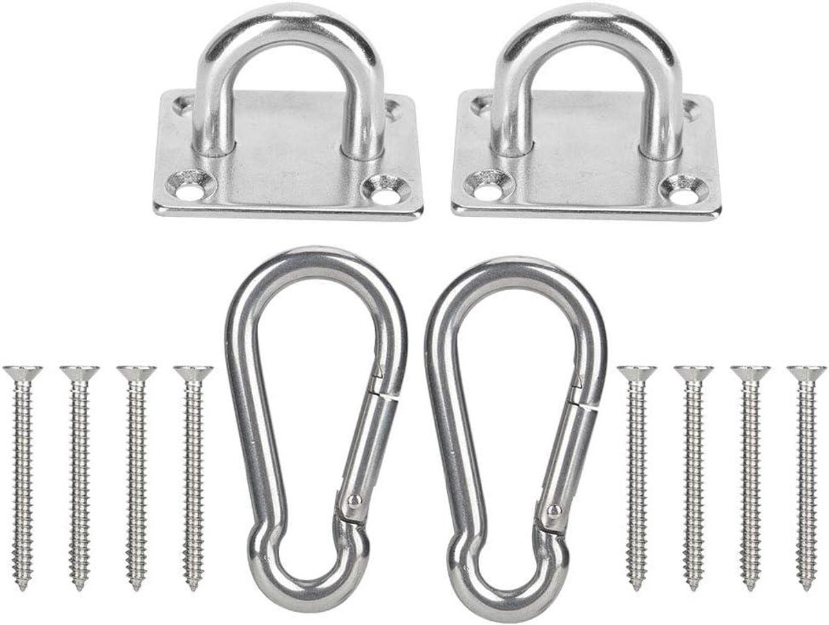 Bevestigingsset Plaat Ring - Hangmat Beugel - Yoga Oefenen - Roestvrij Staal - 10 x 8 x 4 cm - Zilverkleurig