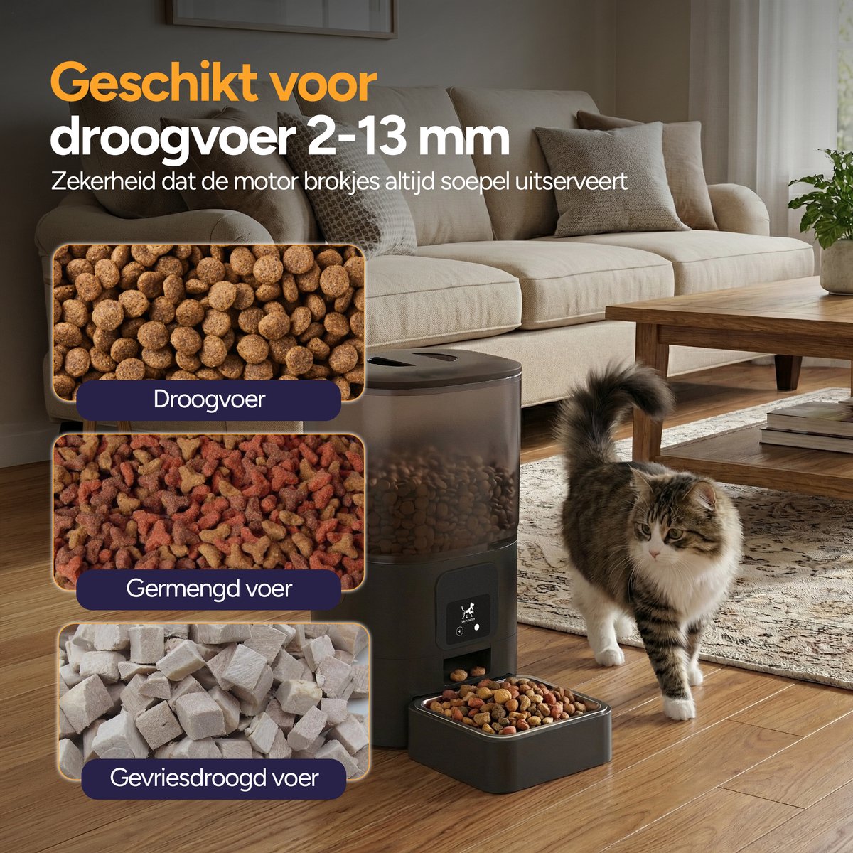 Viervoeter Feed - Automatische Voerbak 6L - Kat en Hond - Voerautomaat met App & Audio - Zwart thumbnail 5