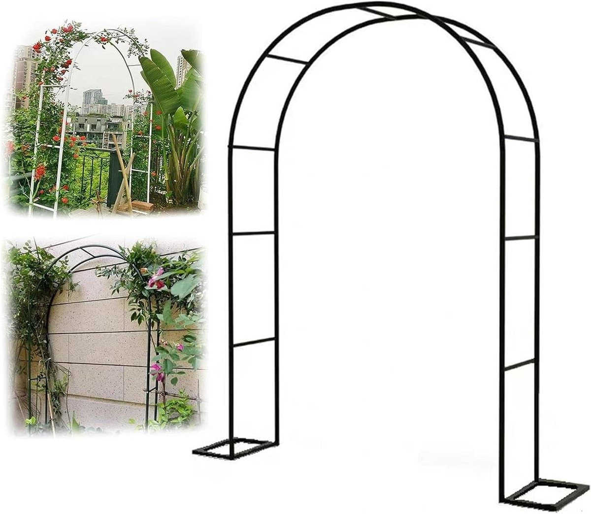 GueTTO Trellis Rozenboog voor de tuin, roestvrij, metaal, eenvoudig te monteren, voor klimroos en schroef, veranda, decoratie voor terras, balkon, binnenplaats, ijzer, massief, 200 x 230 cm