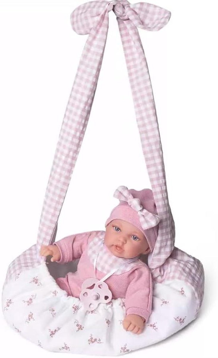 Poppen met draagzak - Zachte pop - Kinderspel - Stoffen lijfje - 27 cm - Multicolor