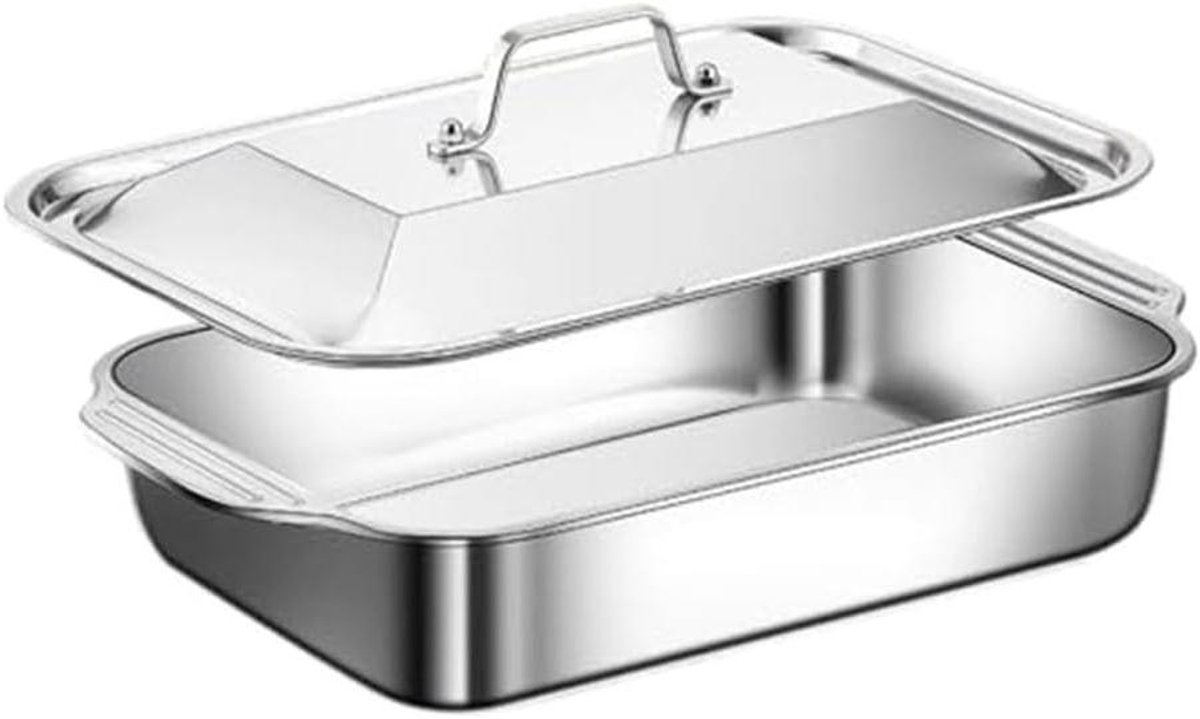 Lasagne Pan - Ovenschaal RVS - Oven Bakken - Commerciële Kwaliteit - 45x30 cm - Zilver