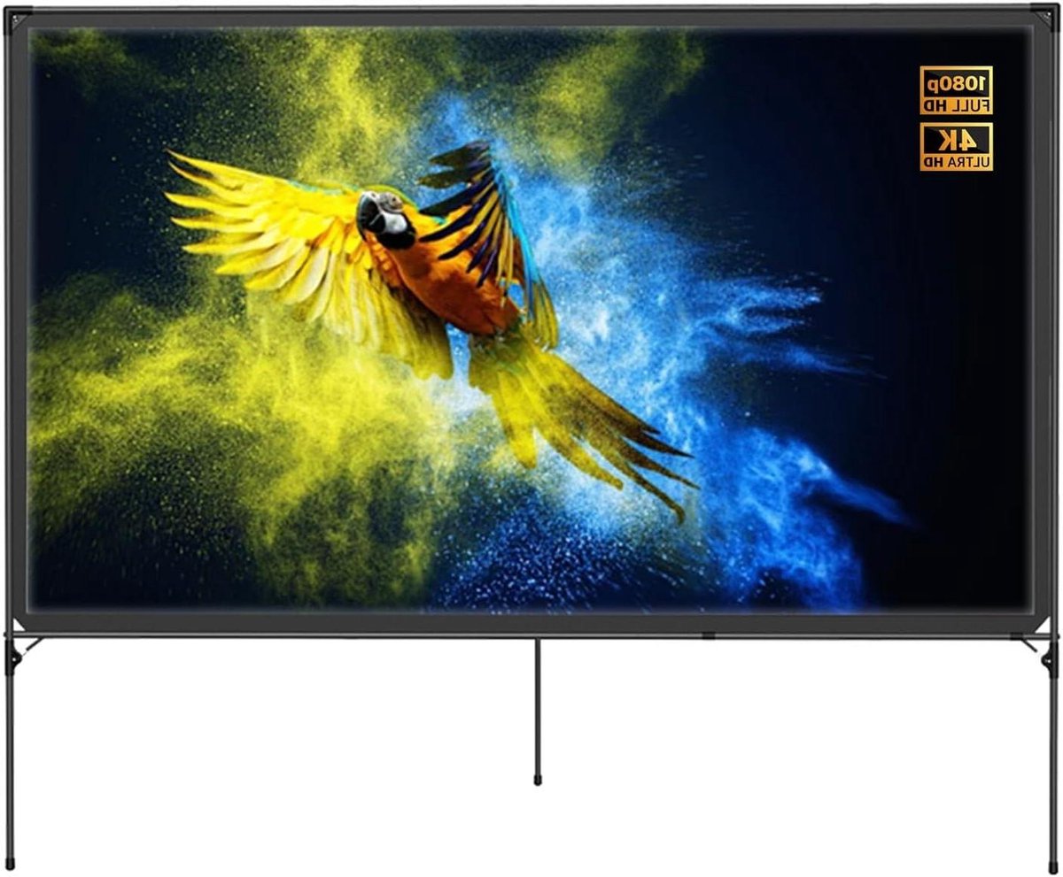 Projectiescherm met standaard - Buitenbioscoop Scherm - Openlucht Films - Opvouwbaar Mobiel - 80 inch - Zwart