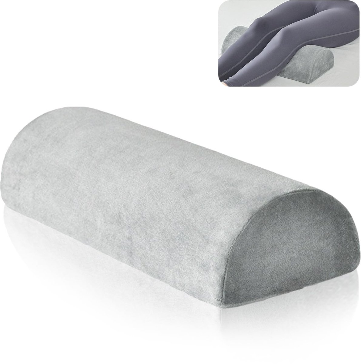 Dailygoods - Dailygoody - Halve Maan Kussen - Orthopedisch Kussen voor Beenverhoging - Grijs - Memory Foam Kussen - Ondersteuning voor Rugbenen - Geschikt voor Zij
