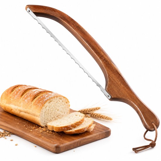 Foto: Botc broodmes zuurdesem broodmes broodsnijder snijdt dun bow design makkelijk te snijden 40cm bruin