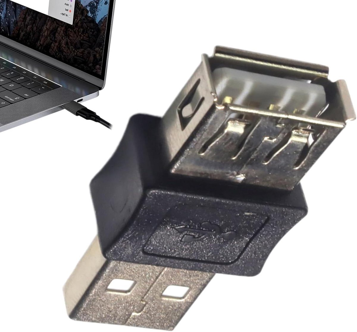 USB Adapter - Connector Koppelstuk - Poort Uitbreiding - Ruimtebesparend Ontwerp - USB 2.0 - Zwart