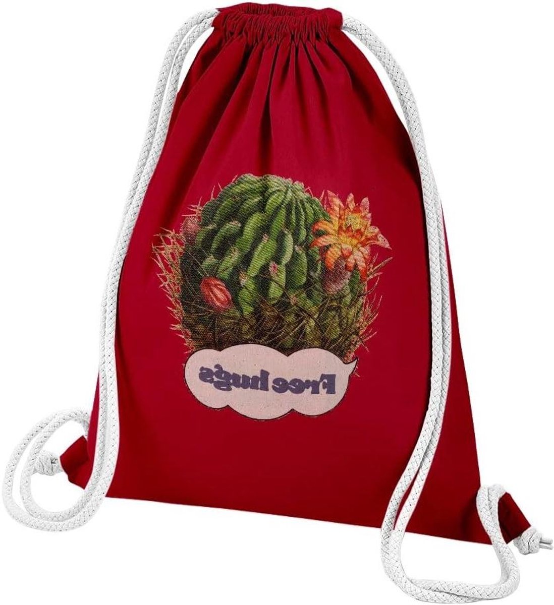 Sporttas Katoen - Gymtas Strandtas - Picknick Strand - Botanisch Cactus Design - 12 Liter - Rood