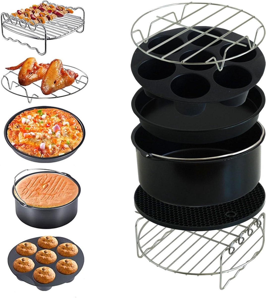 Airfryer Accessoires - Bakpapier - Siliconen Bakje - Mand - Spatels - Oven Rek - hygiënisch