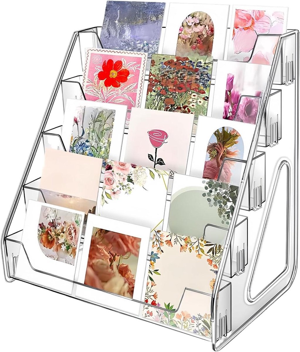 Displaystandaard - Kaartenrek - Items Presenteren - Vijf Niveaus - 356 cm - Transparant