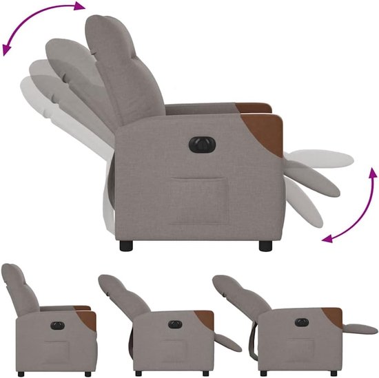 Verstelbare Fauteuil - Elektrische Stoel - Ontspannen Zitten - Automatische Verstelling - 69 x 86 x 100 cm - Taupe — afbeelding 2
