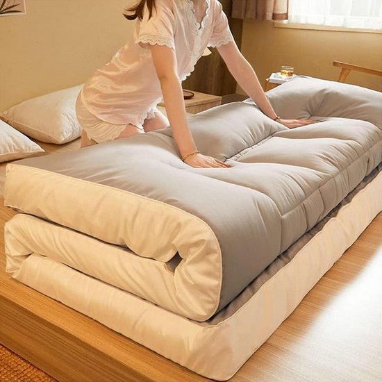 Japanse Vloermatras - Vloerbed - Comfortabel Slapen - Huidvriendelijk Katoen - 200x200cm - Blauw — afbeelding 2