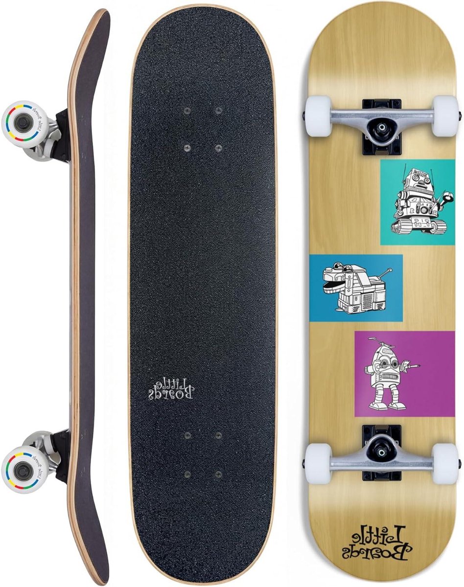 Kinder Skateboard Beginners Board Leren Skaten Robuuste Constructie 7.3 Inch Robot Thema
