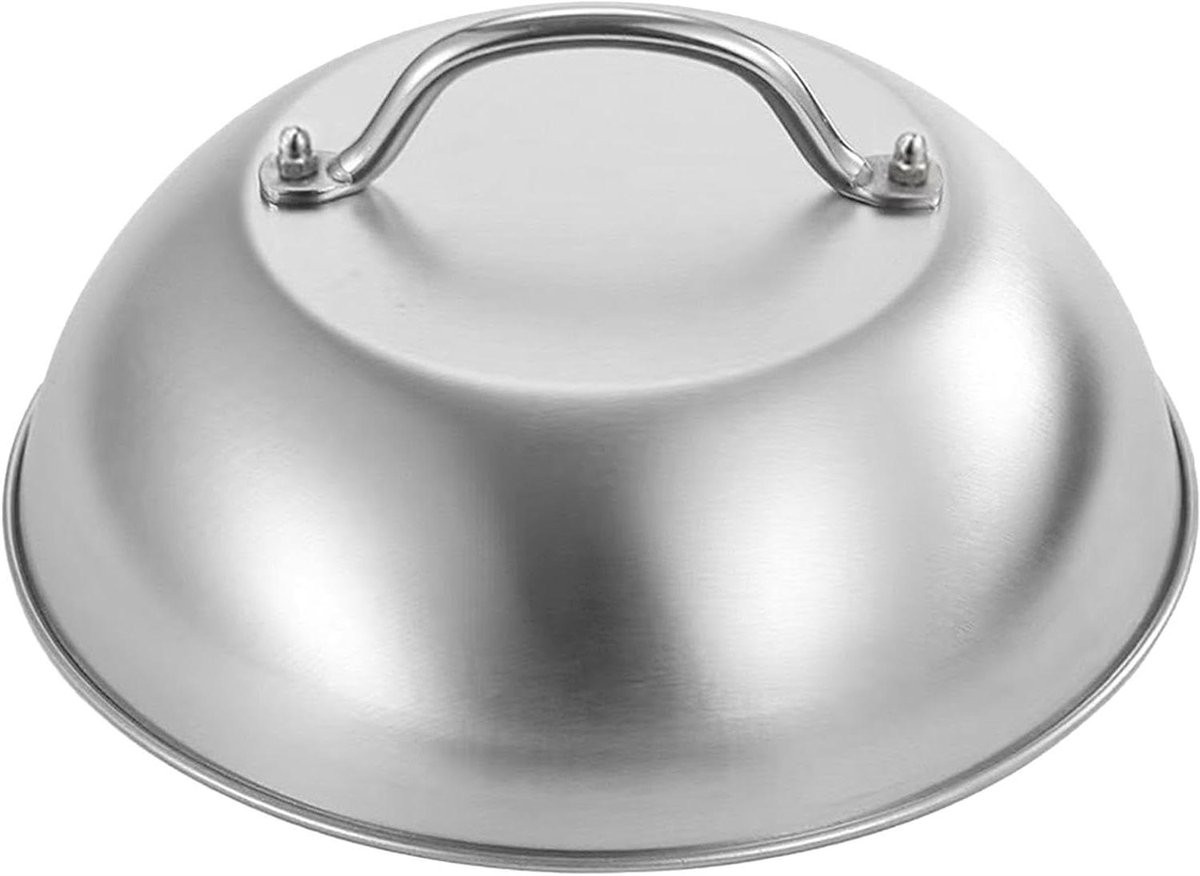 Kaas Smelt Koepel - Grillplaat Deksel - Efficiënt Koken - Gelijkmatige Warmte - 22.6 cm - Zilver