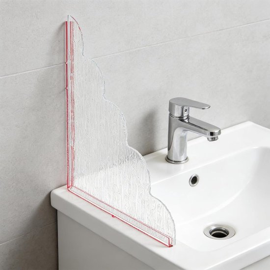Badkuip Spatbescherming - Hoek Splash Guard - Waterkering Bad - Houtnerf Patroon - 2 Stuks - Transparant — afbeelding 5