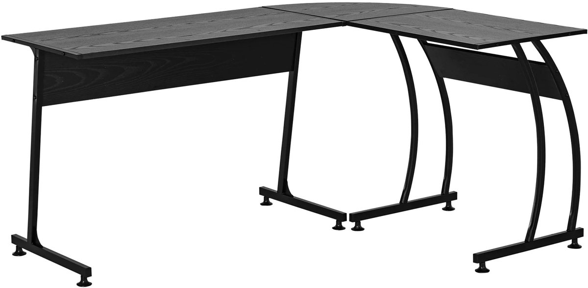 Roossentials bureau - Computerbureau - Werkbureau - L-vormig bureau - Gamingbureau - Computer tafel - Voor kantoor of thuis - Zwart