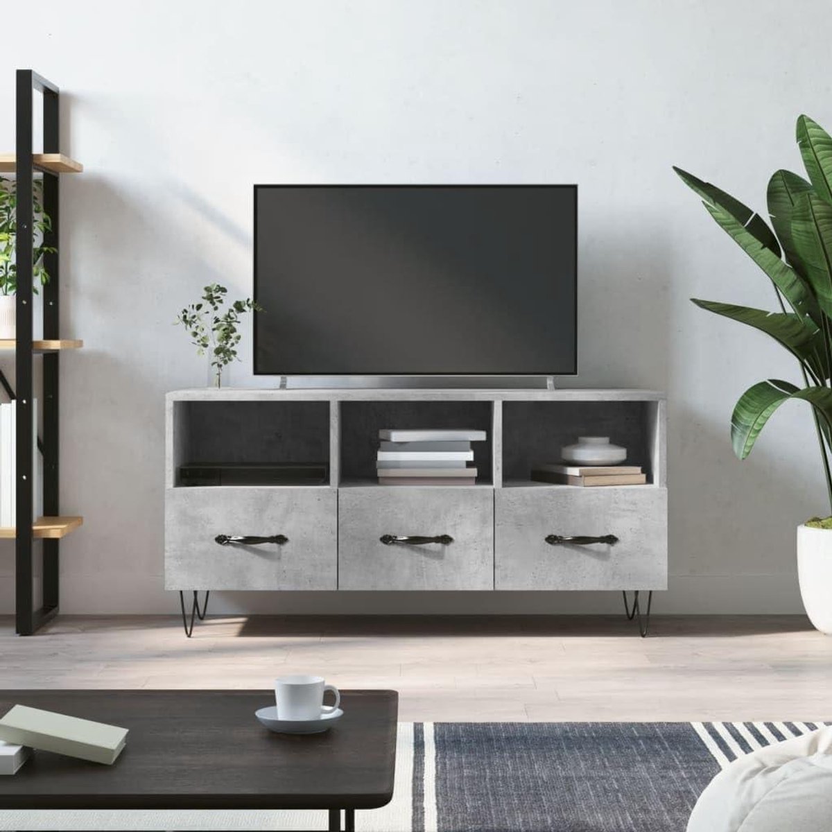 TV-kast - Mediaboe - Woonkamer Inrichting - Veelzijdig Opbergmeubel - 102x36x50 cm - Betongrijs
