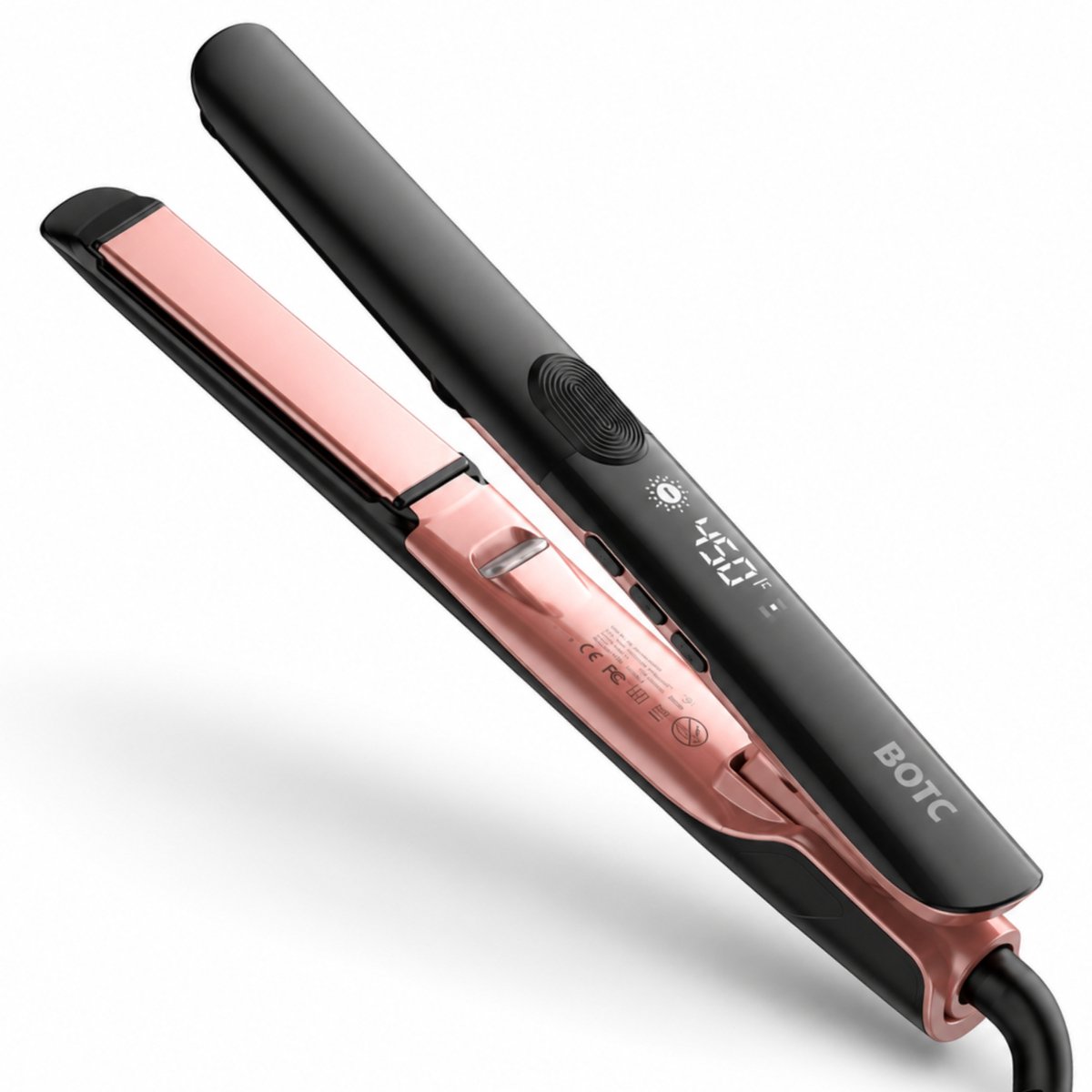 BOTC Straight & Curl Stijltang - Stijltang en Krultang 2 in 1 - 1 inch titanium keramische Ionen - Dubbele spanning - Zwart