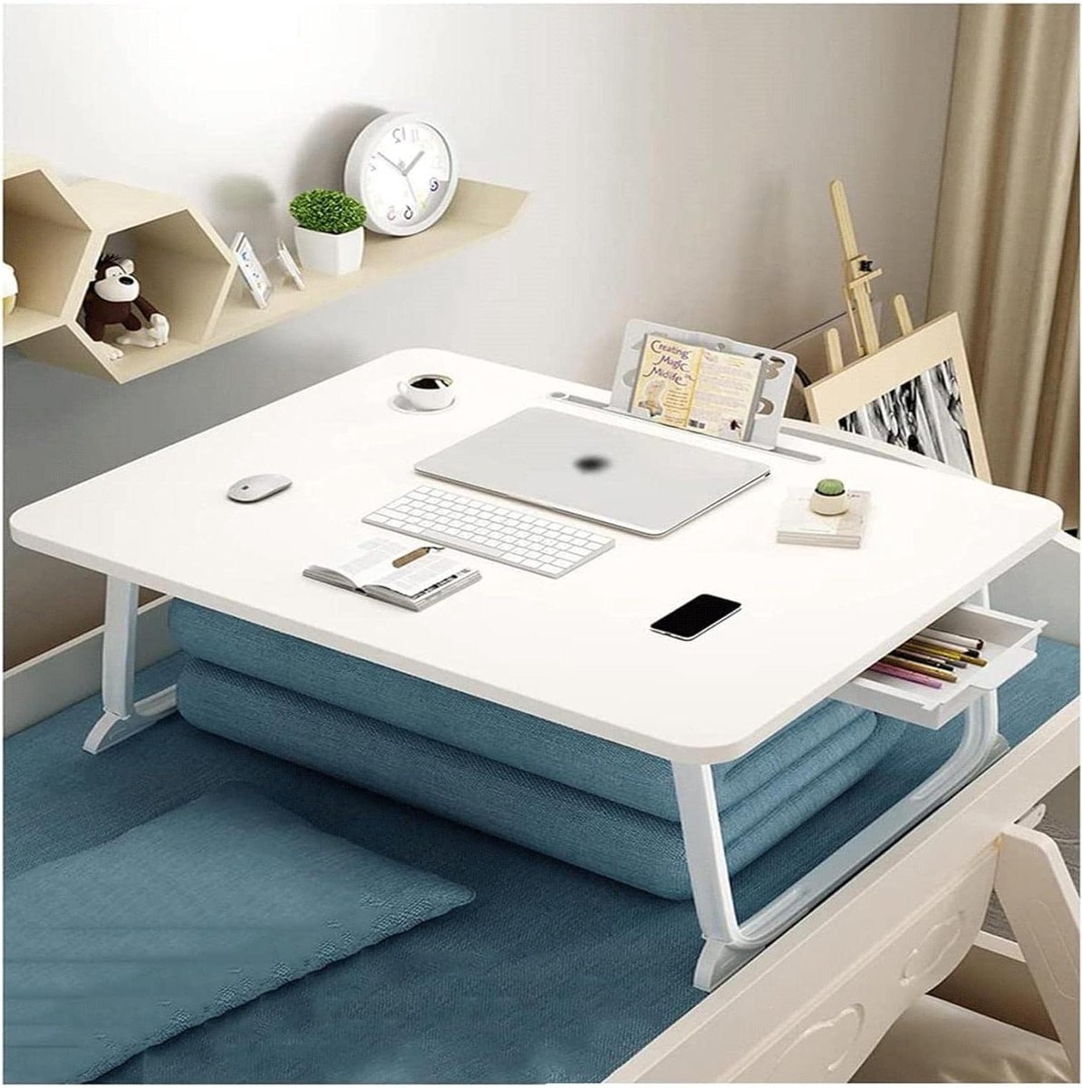 Laptop Tafel - Bed Bureau - Thuiswerken - Opklapbaar Ontwerp - 60x40cm - Zwart