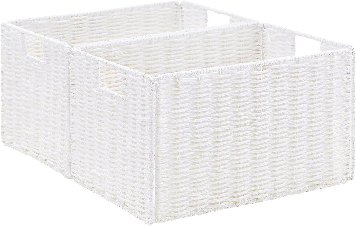 Opbergmand Set - Grote manden - Huis organiseren - Ingebouwde handvatten - Set van 2 - Wit