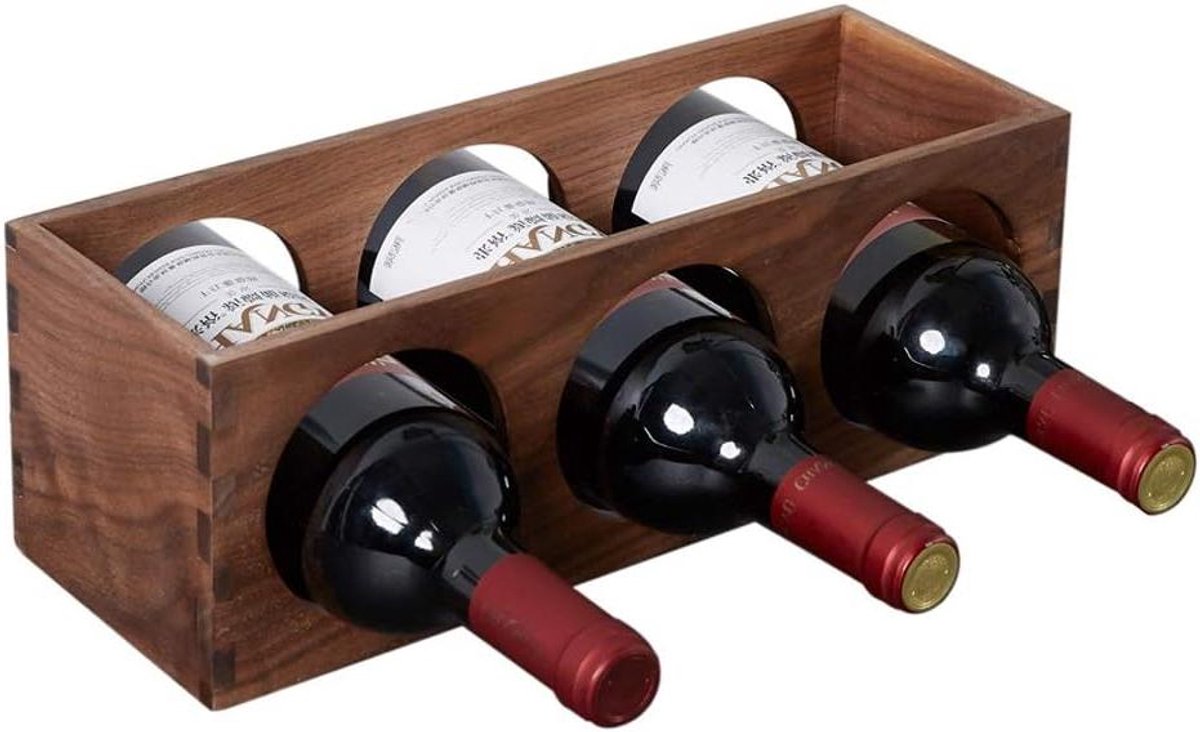 Creatief Wijnrek - Fles Houder - Dranken Presenteren - Handgemaakt Leer - 3 Flessen - Zwart