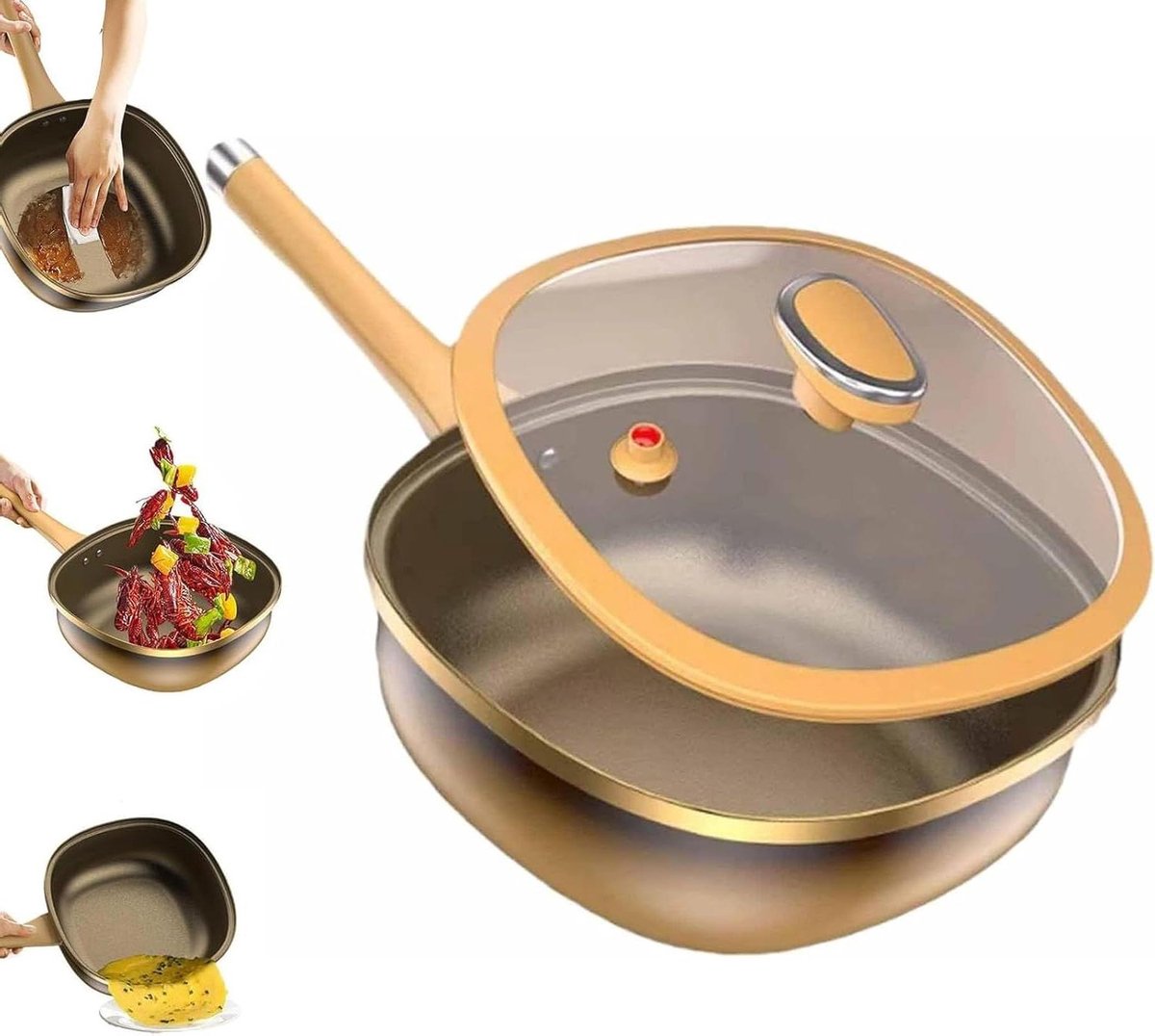 Diepe koekenpan - Antiaanbak pan - Thuis koken - Gelijkmatige warmte - 305 cm - Zwart