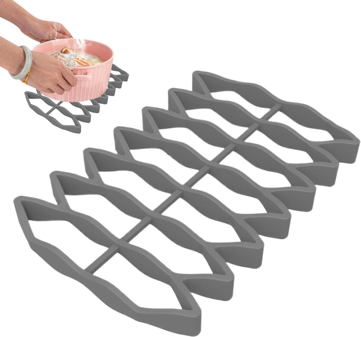 Siliconen Ovenrooster Bakplaat Grill Gelijkmatig Bakken Hittebestendig Anti-aanbak 23.3 x 15.6 cm Grijs