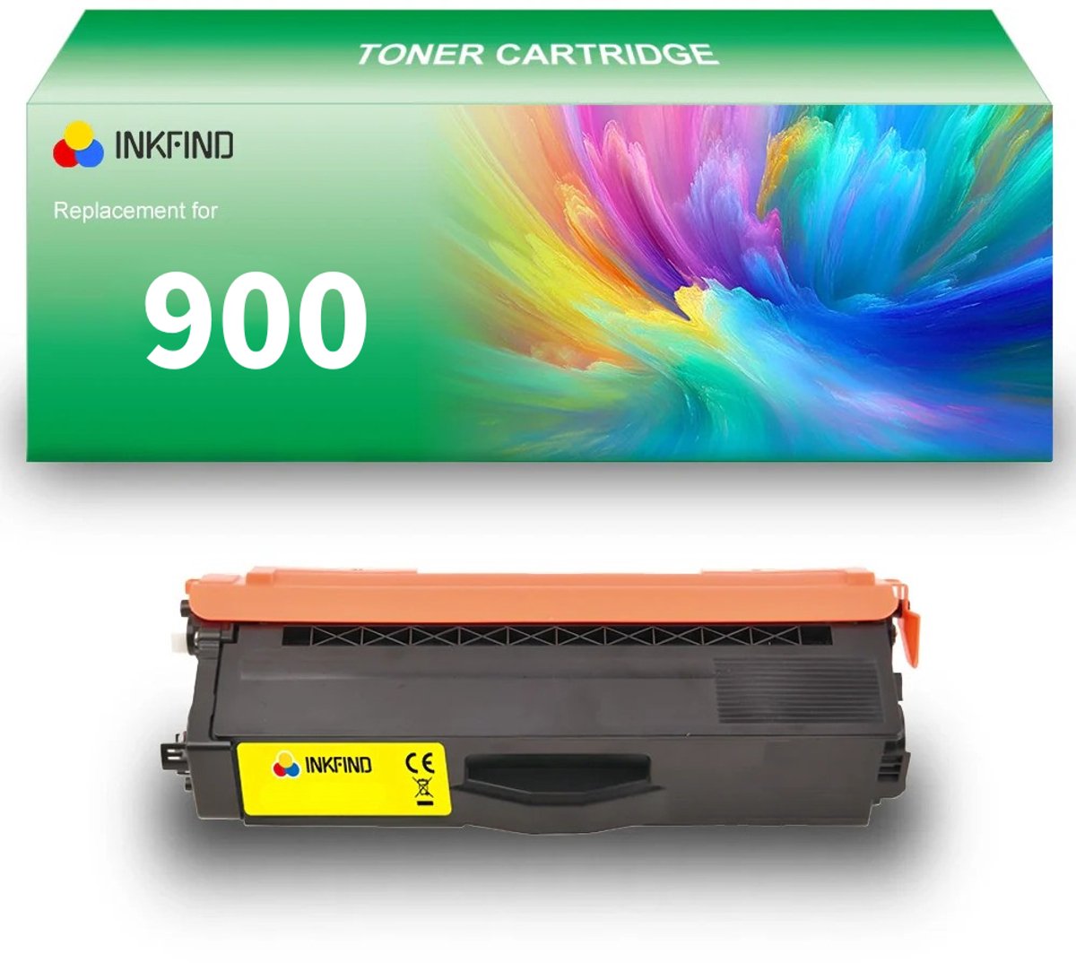INKFIND TN900 Geel tonercartridge compatibel met Brother TN-900 TN900 Geel geschikt voor Brother MFC-L9550CDWT,L9200CDWT,L9300CDW - 1-pack Geel