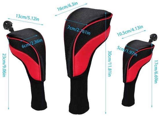 Dailygoods - Set van 3 Golfclub Hoofdcovers met Verwisselbare Nummer Tags van Dailygoods — afbeelding 2