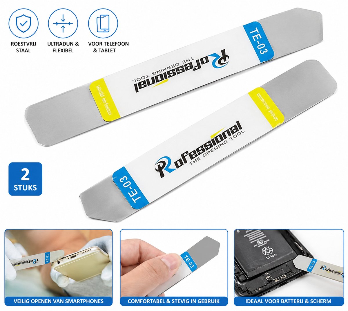 2Pc Roestvrijstalen Mes Zacht Dun Wrikken Spudger Mobiele Telefoon Tablet Scherm Batterij Opening Tools Voor Samsung Iphone Ipad Opener