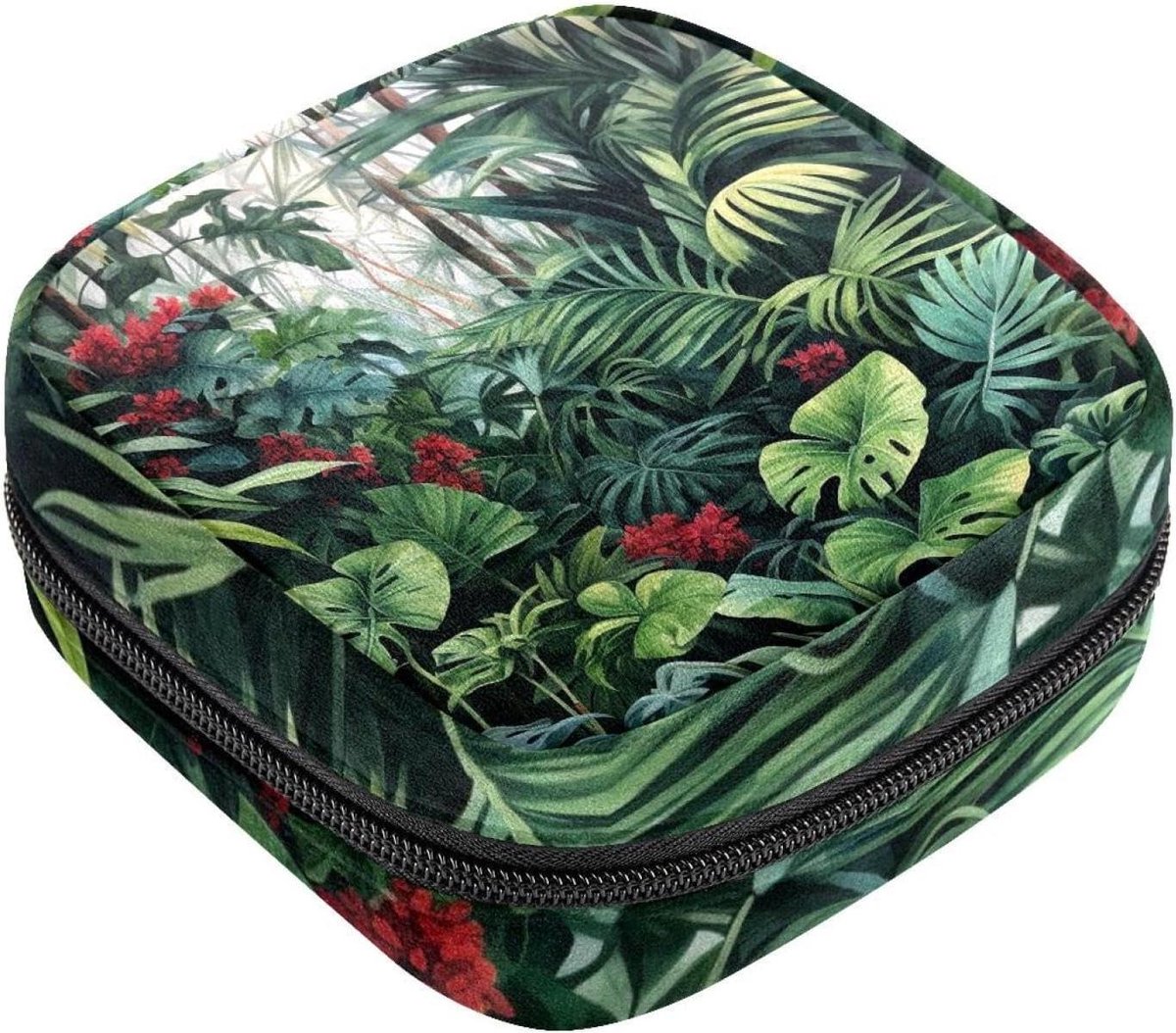 Menstruatiezakken voor school, maandverband opbergtas, menstruatiecup tas met rits, tamponzakken voor vrouwen, tropische planten - 542