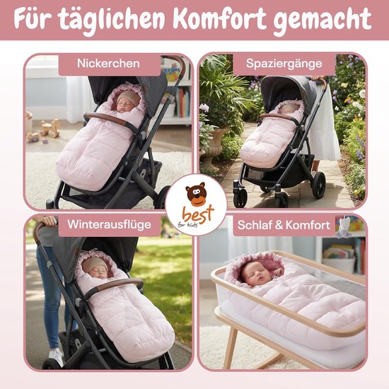 Voetenzak Kinderwagen - Baby Dekje - Baby Warm Houden - Antislip Materiaal - 85 x 45 cm - Roze Stippen — afbeelding 3