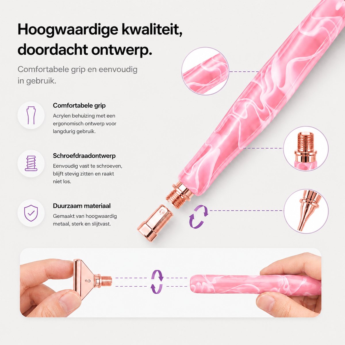 BOTC Diamond Painting Art pen Kit - Dot Pen Kit - 5D Diamond Paint- met Gereedschapstoebehoren - Roze — afbeelding 2
