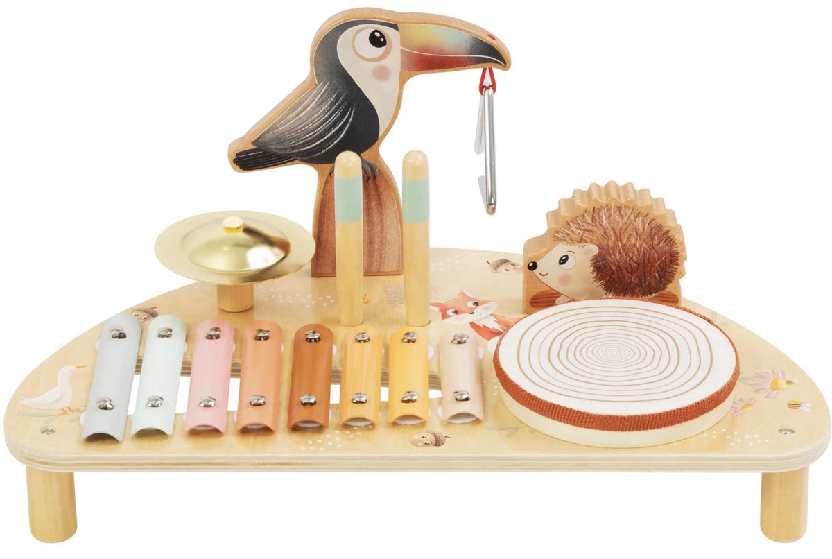 ELINELI - Houten muziektafel met dieren - Muzikaal speelgoed - Houten kinderspeelgoed - Muzikaal speelgoed