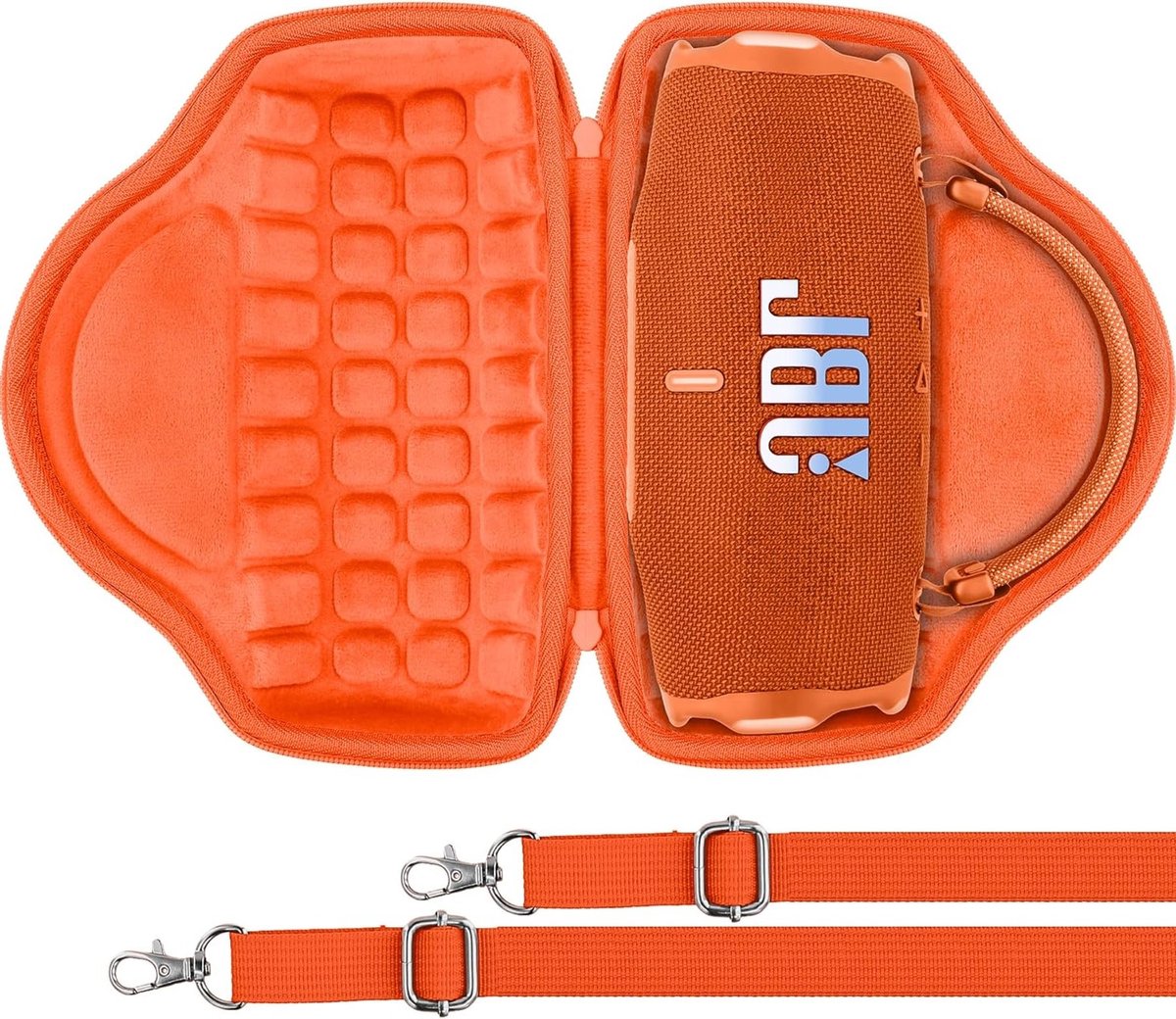 Draagbare Hard Case voor Bluetooth Speaker met Schouderband - Geschikt voor JBL Charge 6, Oranje, Bescherming en Opbergruimte