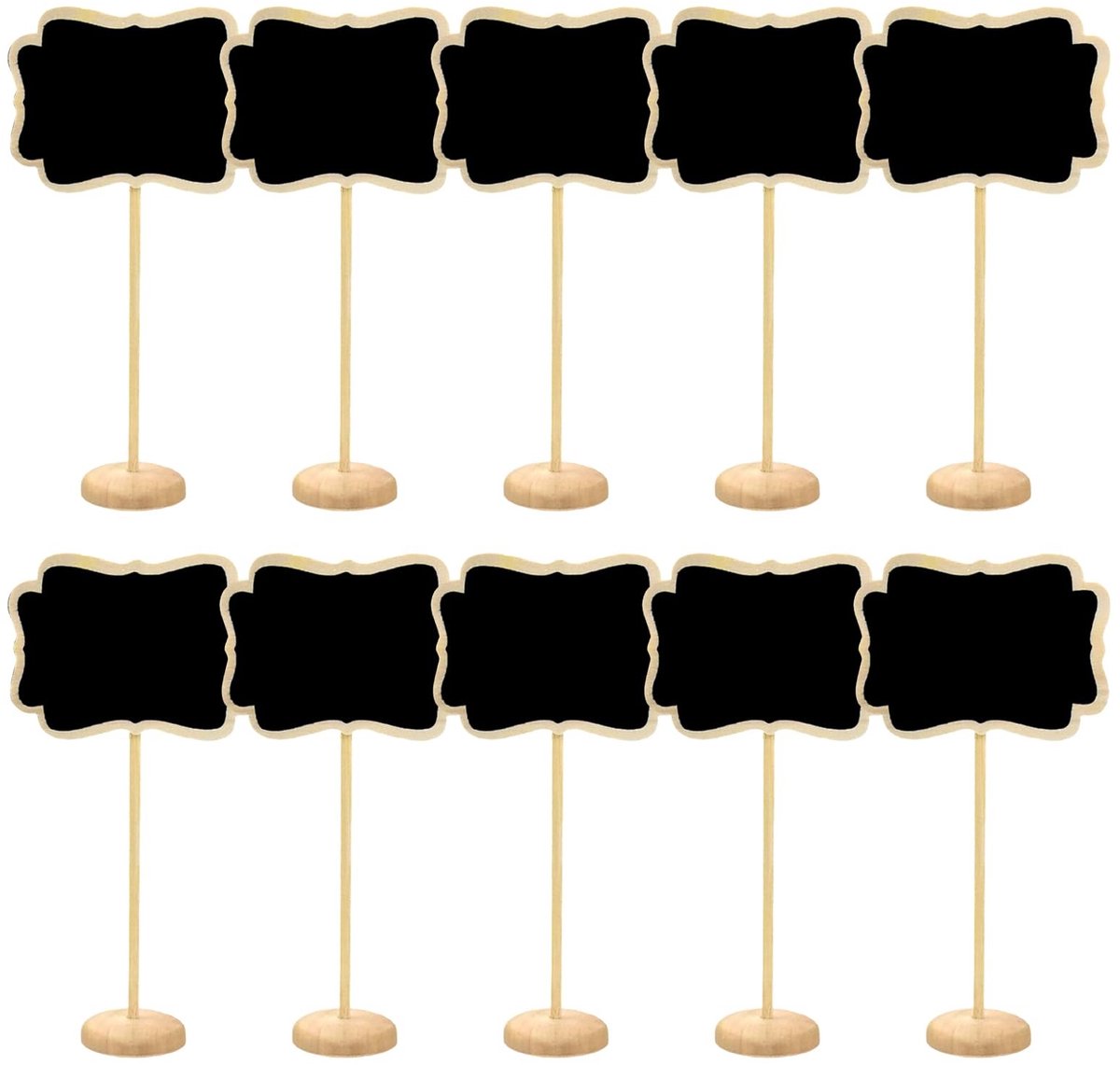 Dailygoods - Dailygoody - Mini-borden - Buffetborden van hout - Duurzaam en milieuvriendelijk - Zwart - Afwisbare borden - Geschikt voor feestdecoraties en menukaa...