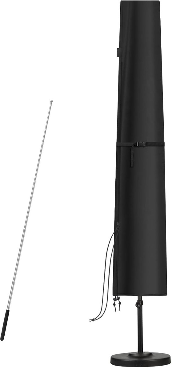 Dailygoods - Dailygoody - Parasolhoes - Waterdichte beschermhoes - Telescoopstang voor eenvoudige installatie - Zwart - Afdekhoes voor tuinparasol - Geschikt voor
