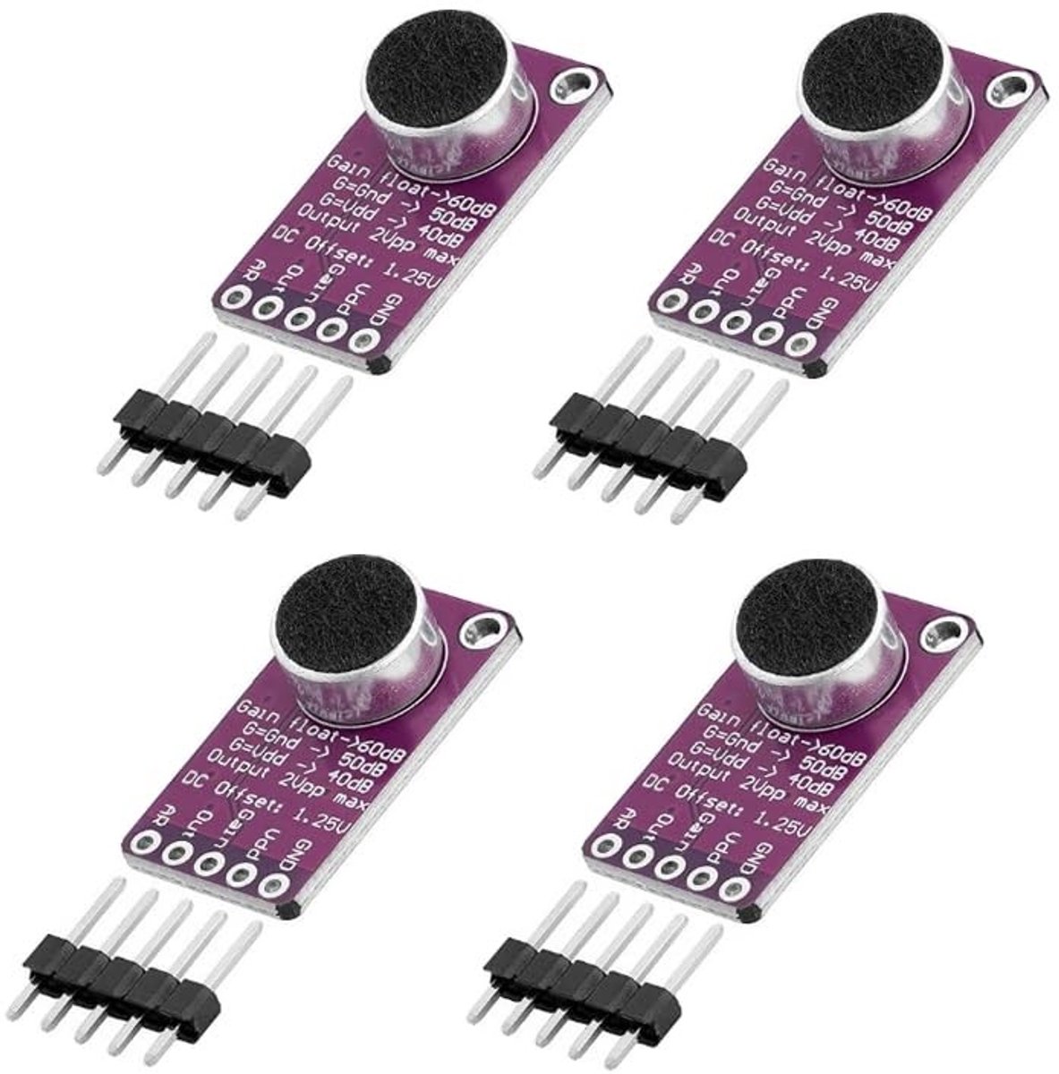 Dailygoods - Dailygoody - Microfoonversterker - 4x MAX9814 AGC Module voor Arduino - Hoogwaardige Geluidsopname - Betrouwbaar geluid - Geschikt voor Audio Projecte...